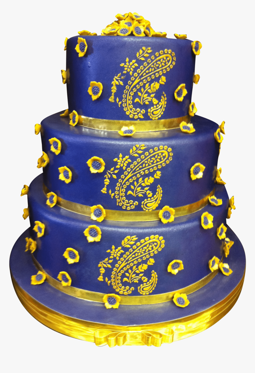 Gold Paisley Wedding Cake - Cake Png Gold And Blue, Transparent Png, Free Download