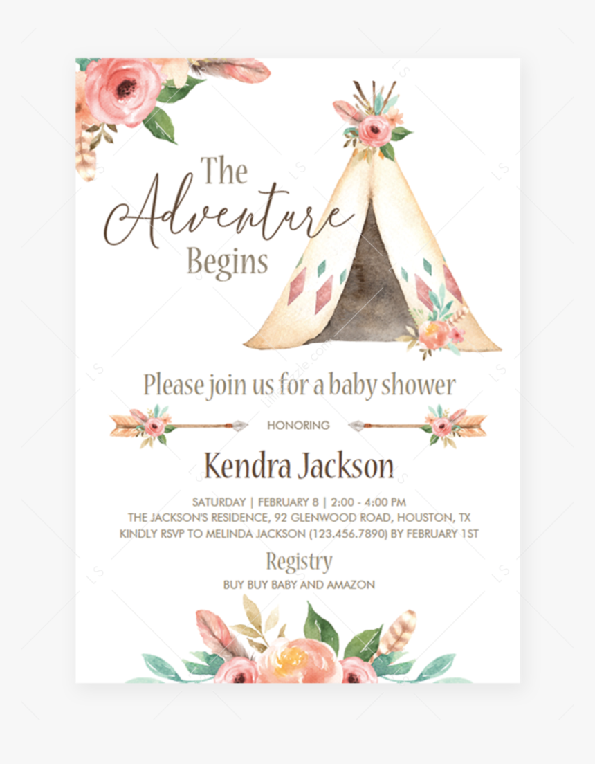 Teepee Party Invitation Template, HD Png Download, Free Download
