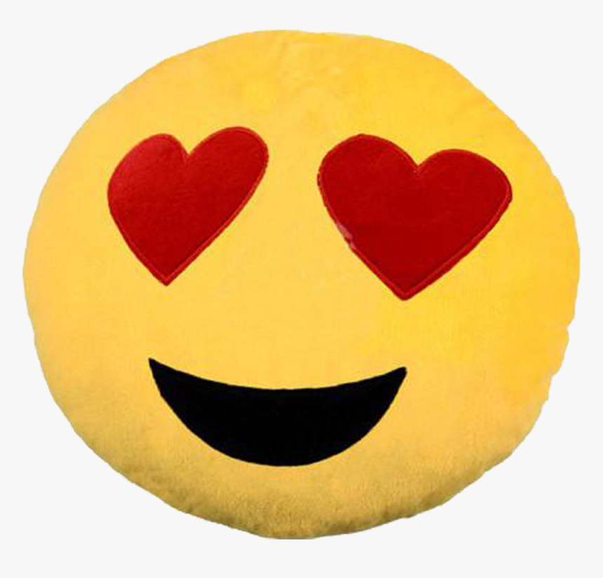 Emoji Smiley Emoticon Yellow W/red Heart Eyes Pillow - Emoji Cushion, HD Png Download, Free Download
