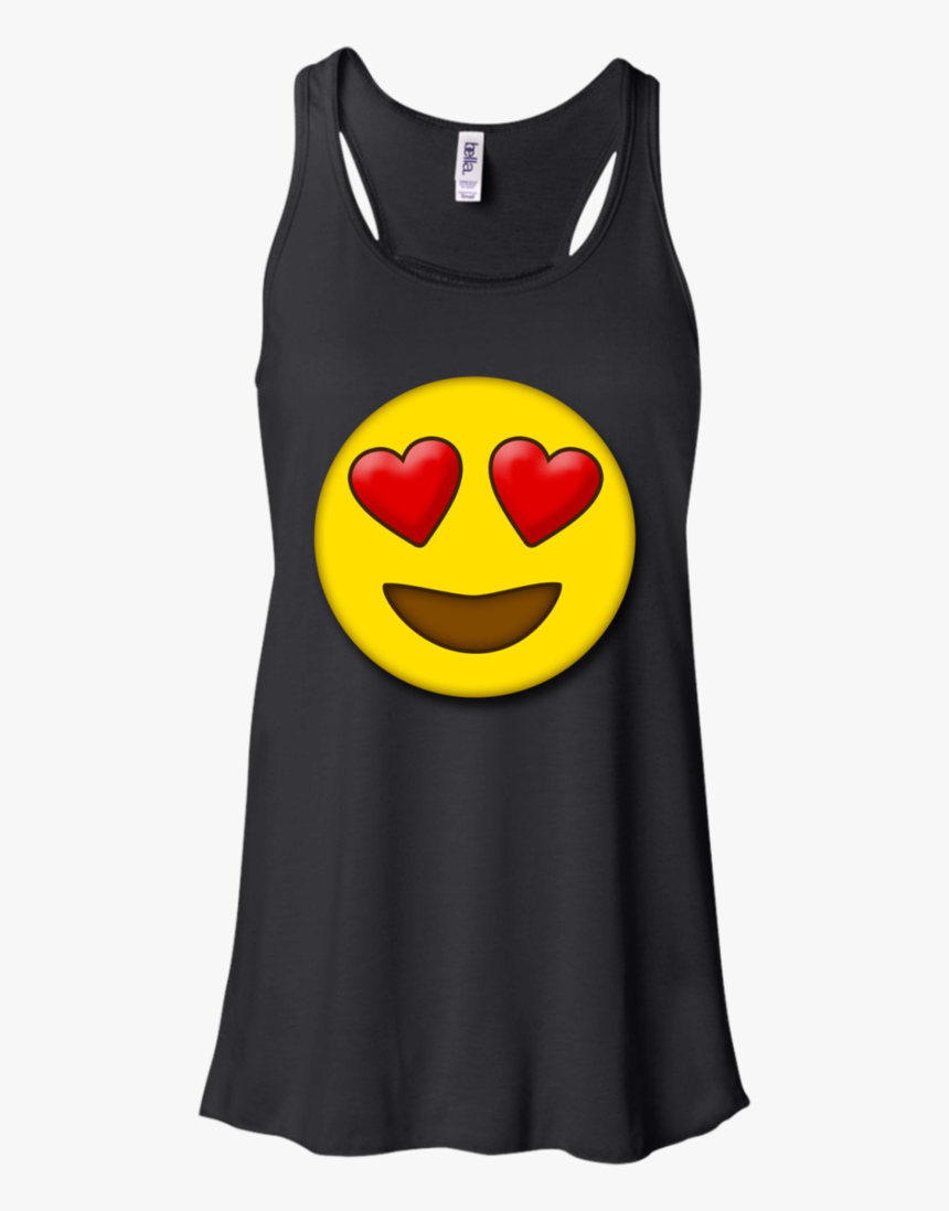 Cute Heart Eyes Emoji Valentine"s Day Love Men/women - Bella + Canvas Women's B8800 Flowy Racerback Tank, HD Png Download, Free Download