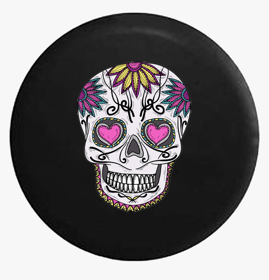 Pink Heart Eyes Sugar Skull Girls Rv Camper Spare Tire - Transparente Caveira Mexicana Png, Png Download, Free Download