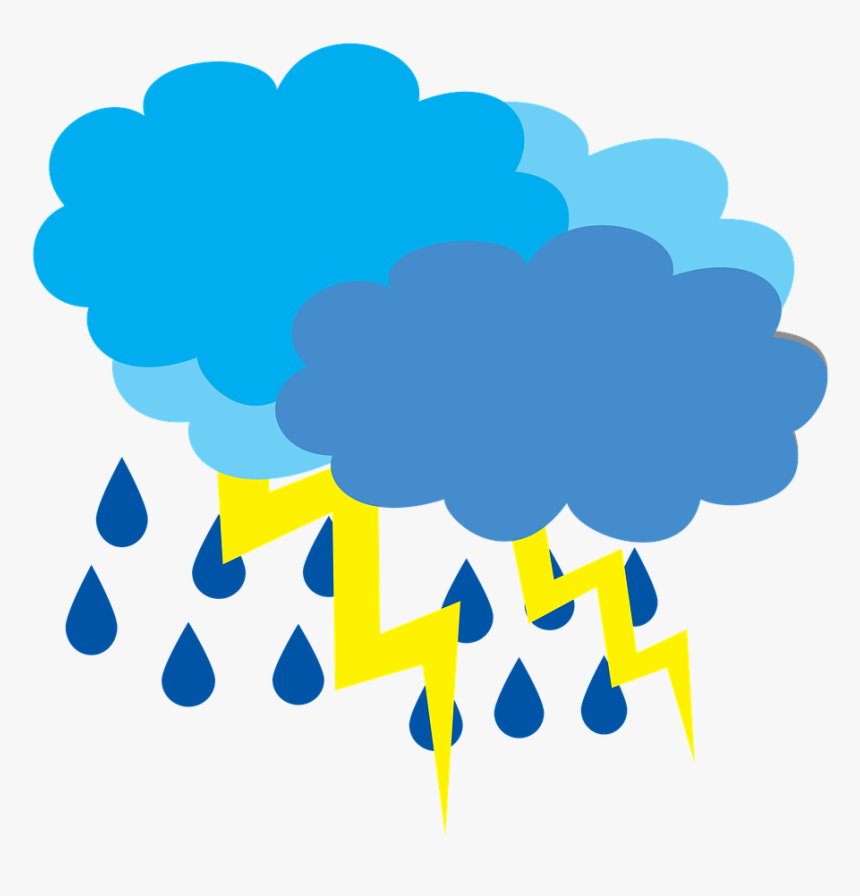 Cloud Cover With The Storm, Storm, Lightning, Rain - Cloudy Weather Cartoon, HD Png Download, Free Download