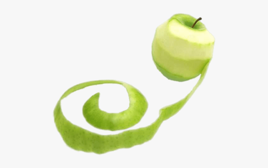 Green Apple With Long Peel - Peel The Apple Cartoon, HD Png Download, Free Download