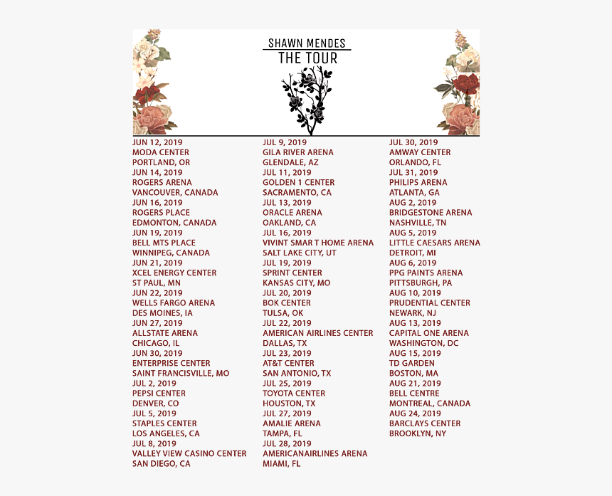 Shawn Mendes Tour Dates 2019, HD Png Download, Free Download
