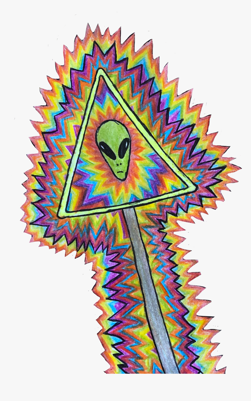 Trippy Tumblr Alien Aesthetic Red Orange Yellow Green - Green Aesthetic Transparent Alien, HD Png Download, Free Download