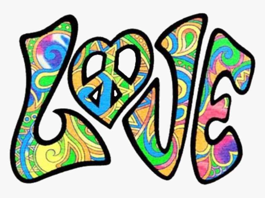 Love Hippie Retro Psychedelic Peace - Peace And Love Hippie, HD Png Download, Free Download