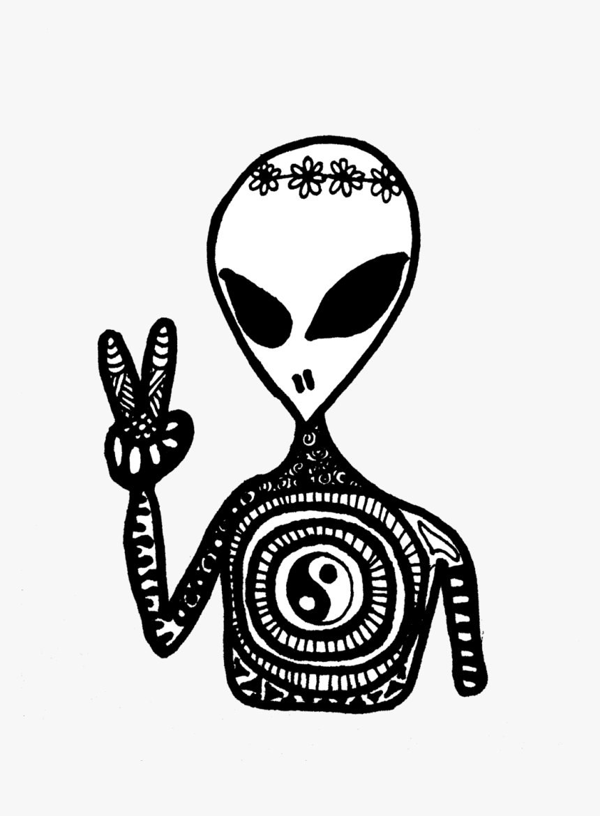 Girls Trippy Stickers , Png Download - Sticker Black And White Alien, Transparent Png, Free Download