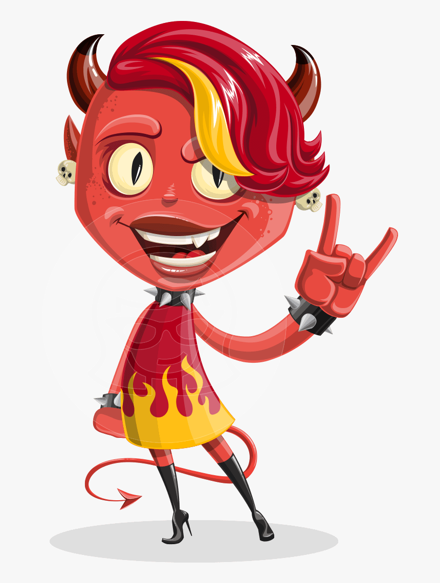 Female Demon Vector Cartoon Character Aka Darla The - Devil Woman With Whip, HD Png Download, Free Download