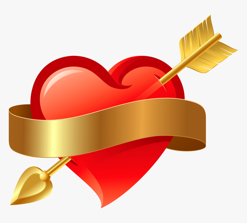 Heart Png With Arrow Transparent - Red Heart With Arrow, Png Download, Free Download