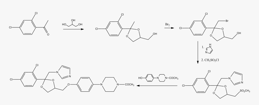 Ketoconazole Rx - Chemical Synthesis Of Ketoconazole, HD Png Download, Free Download