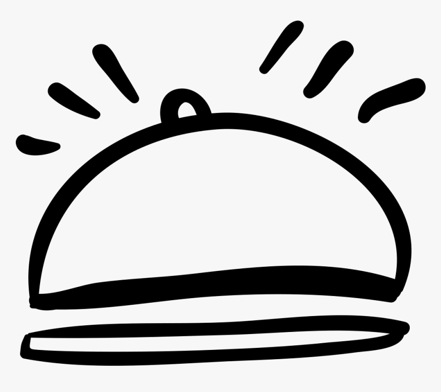 Hotel Food Plate With Rounded Cover Hand Drawn Outline - Plate Of Food Outline Png, Transparent Png, Free Download