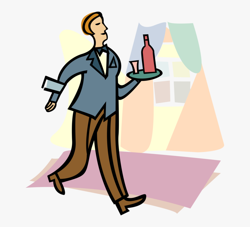 Vector Illustration Of Restaurant Maître D"hôtel Waiter, HD Png Download, Free Download