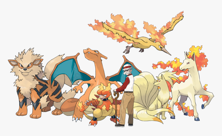 Team Blaine Arcanine, Charizard, Magmar, Moltres, Ninetales, - Arcanine And Charizard, HD Png Download, Free Download
