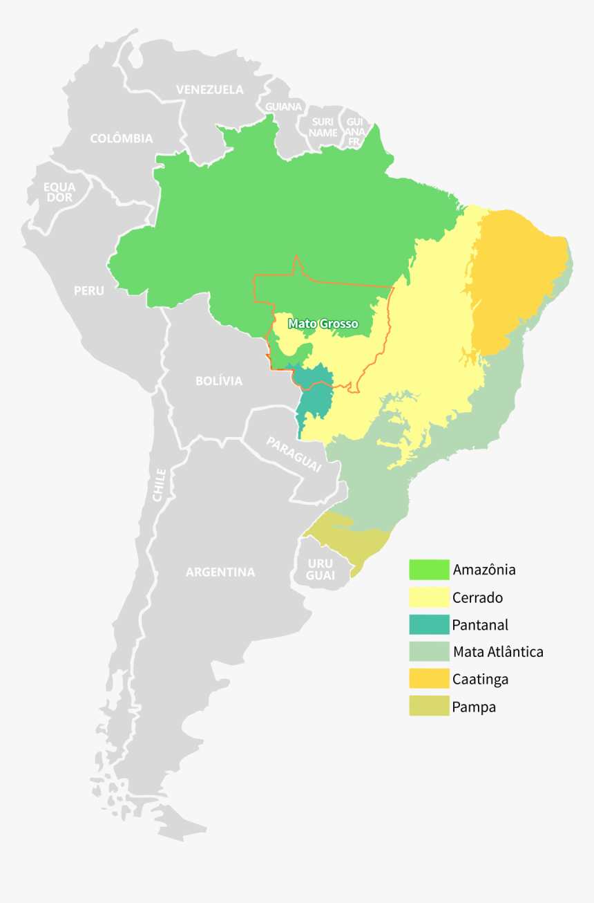 Mato Grosso, Brazil, South America - Brazil South America Map Png, Transparent Png, Free Download