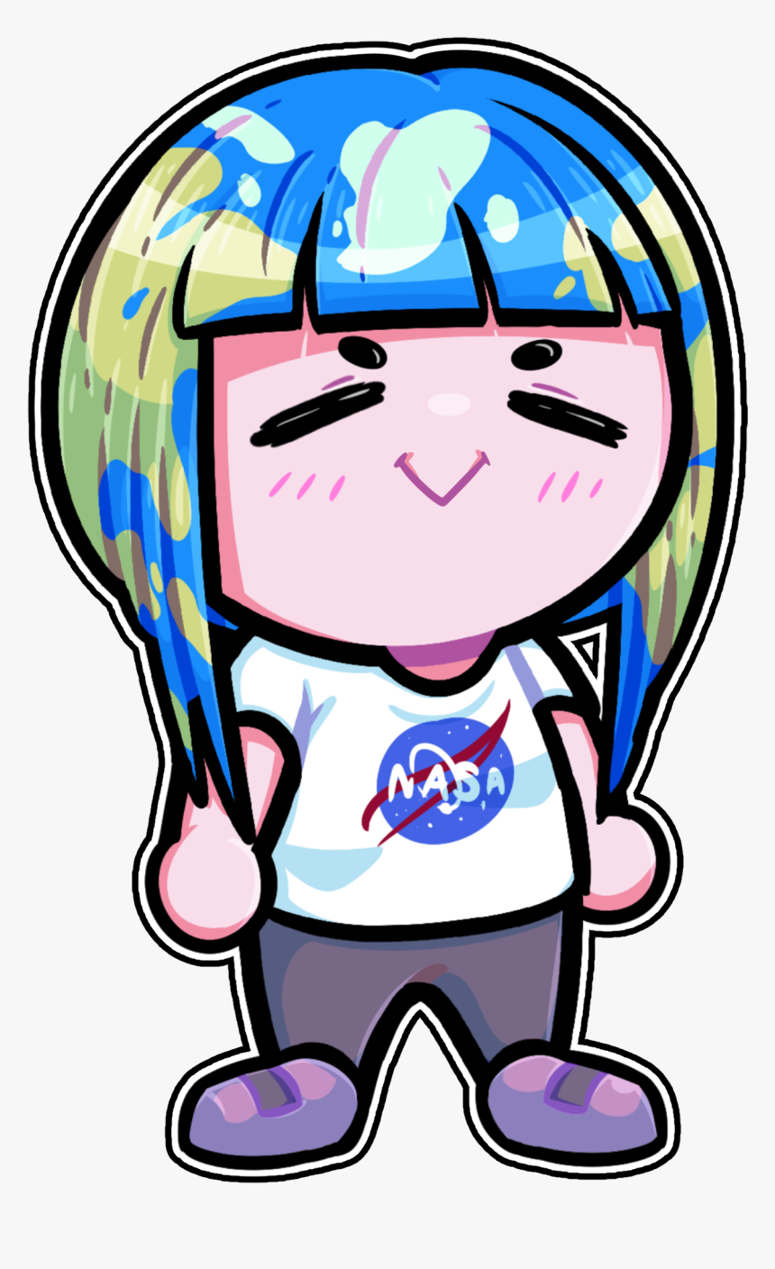 Nasa Clip Art Hair Facial Expression Pink Nose Smile - Earth Chan Chibi Png, Transparent Png, Free Download