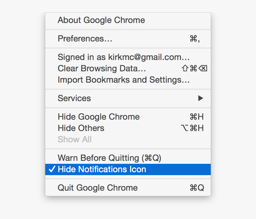 Chrome Notifications Menu - Menu, HD Png Download, Free Download