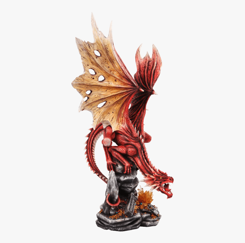 Roaring Red Dragon With Treasure Statue - Fire Breathing, HD Png Download, Free Download