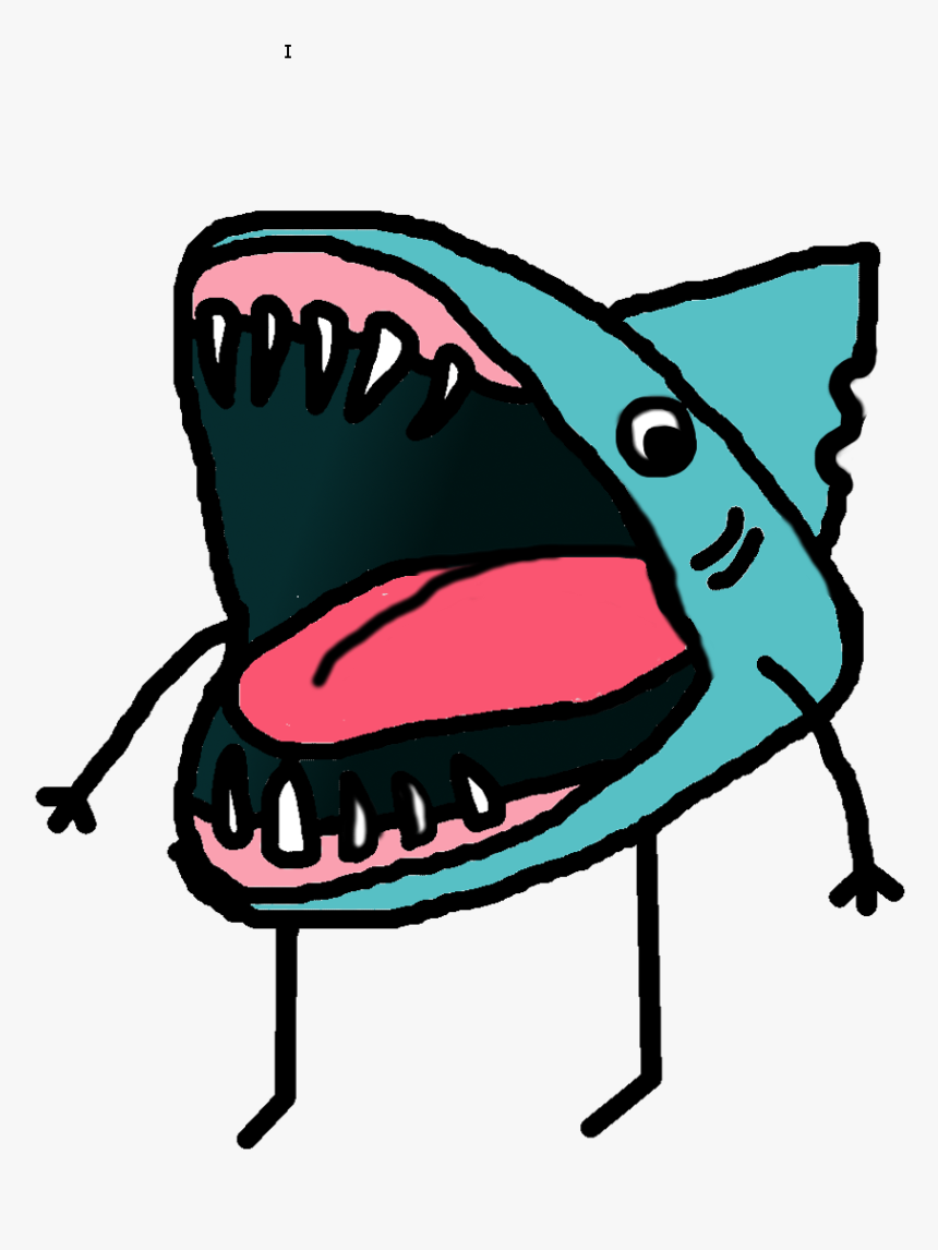 Drawing Shark Open Mouth Clipart , Png Download - Cartoon Shark Drawing Mouth Open, Transparent Png, Free Download