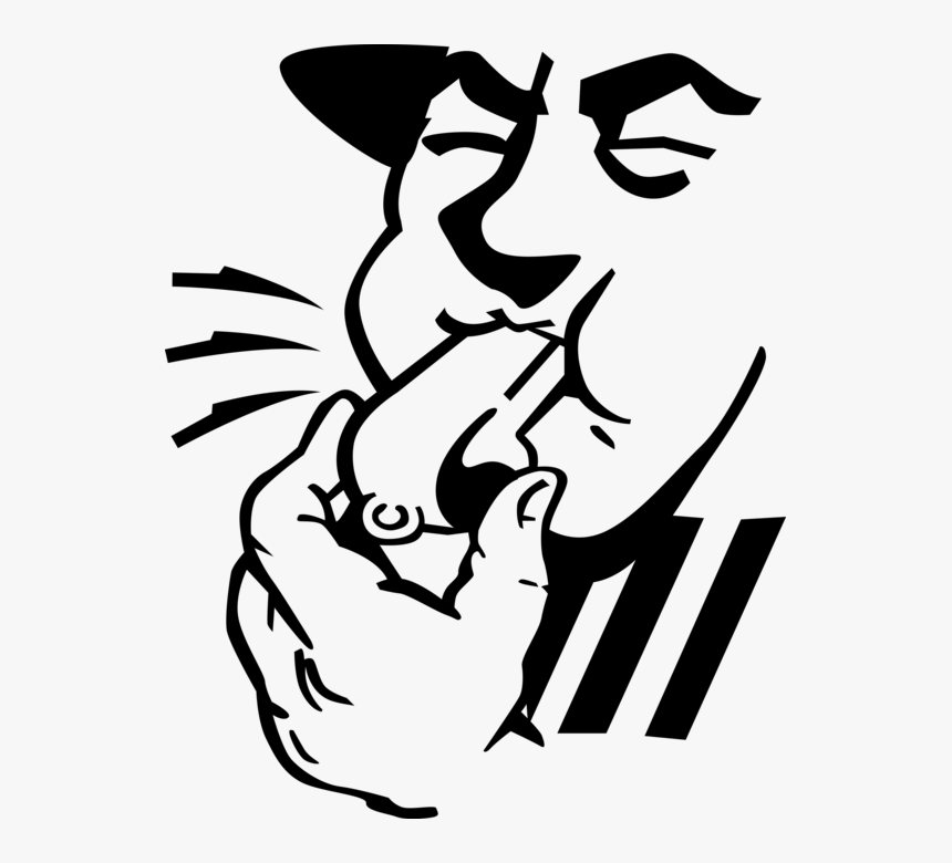 Vector Illustration Of Referee Blows Sports Referee - Blowing Whistle Clipart Black And White, HD Png Download, Free Download