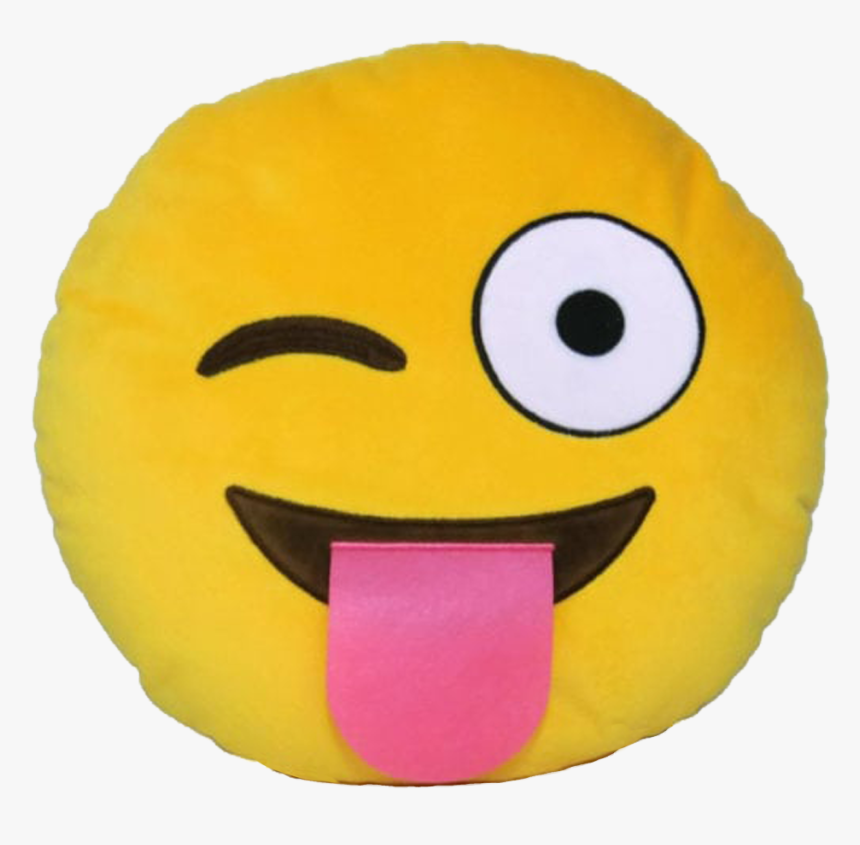 Emoji Smiley Emoticon Yellow Round Winking Eye Pillow - Emoji Tongue Out Pillow, HD Png Download, Free Download