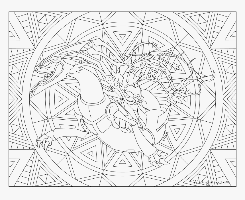 Rayquaza Transparent Coloring Pokemon Page - Pokemon Mandala Coloring Pages, HD Png Download, Free Download