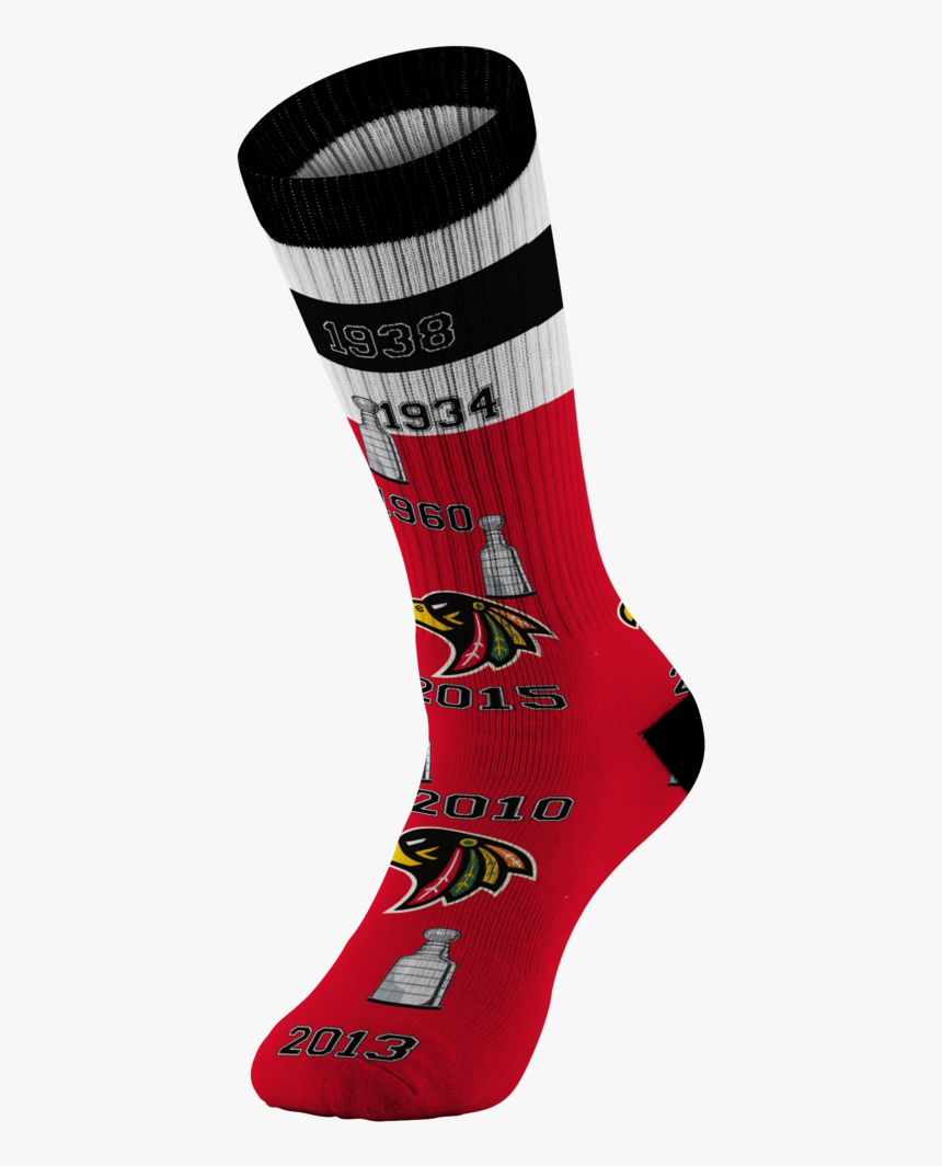 Chicago Black Hawks Stanley Cup Nhl Printed Socks - Sock, HD Png Download, Free Download