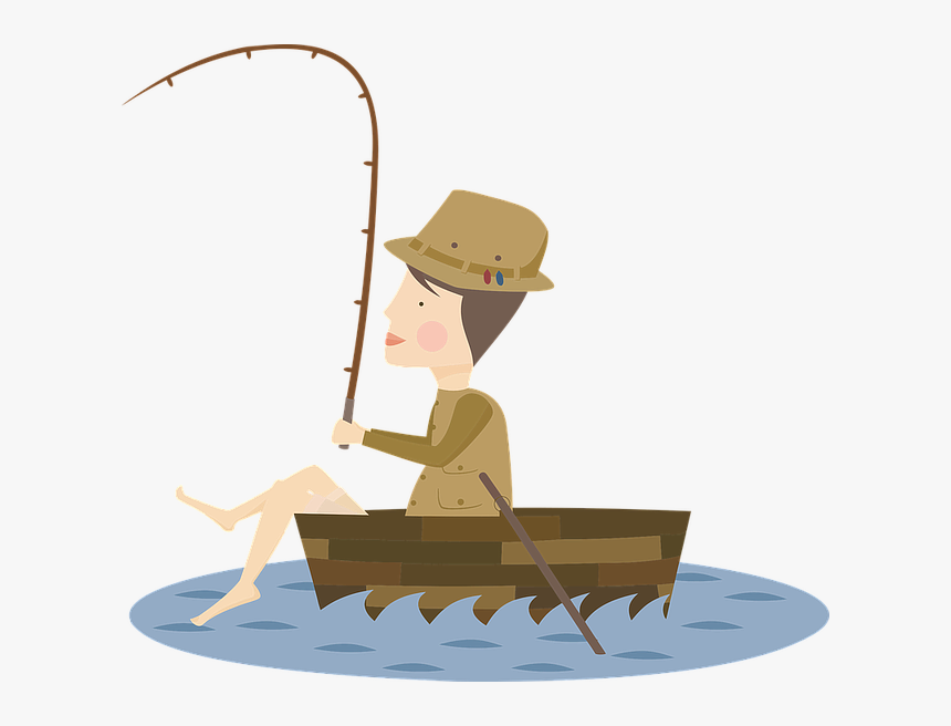 Angling, Fishing, Boat, Catch, Fish, Angler, Bait, - Cartoon Fisher Man Png, Transparent Png, Free Download