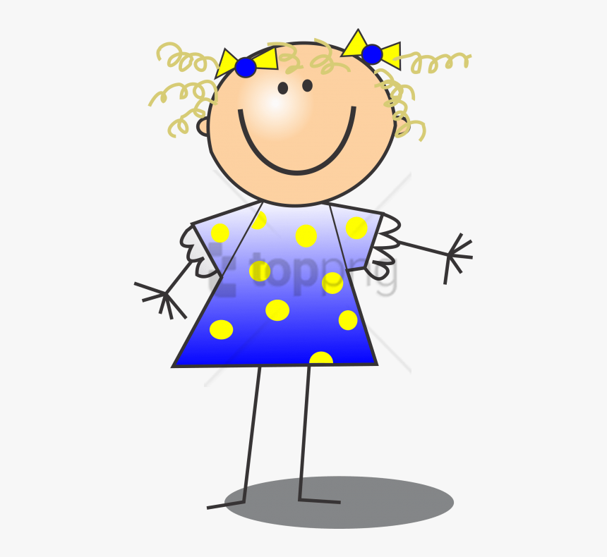 Stick Figure Girl With Curly Hair , Png Download - Stick Figure Girl Clipart, Transparent Png, Free Download