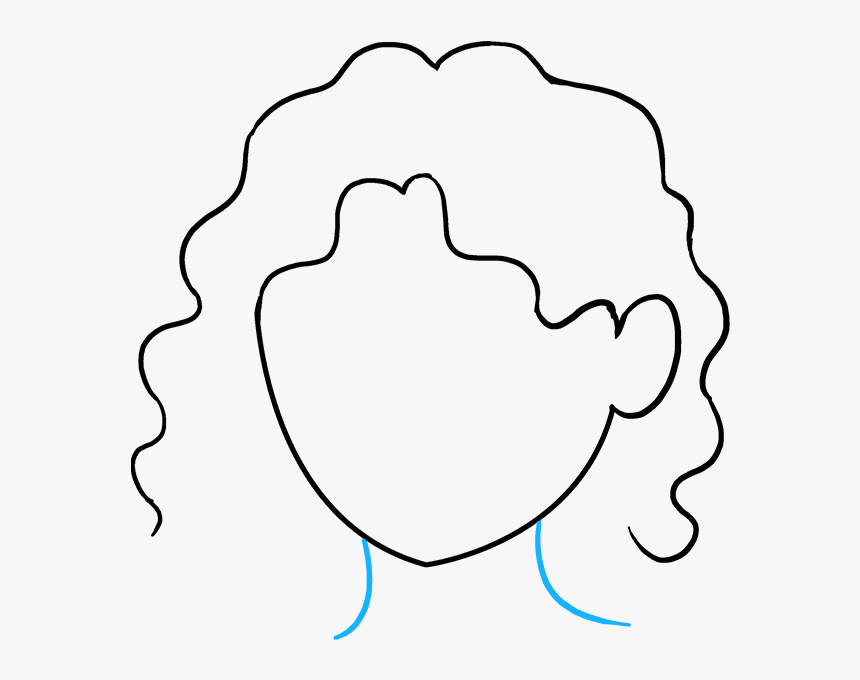 How To Draw Curly Hair - Line Art, HD Png Download, Free Download