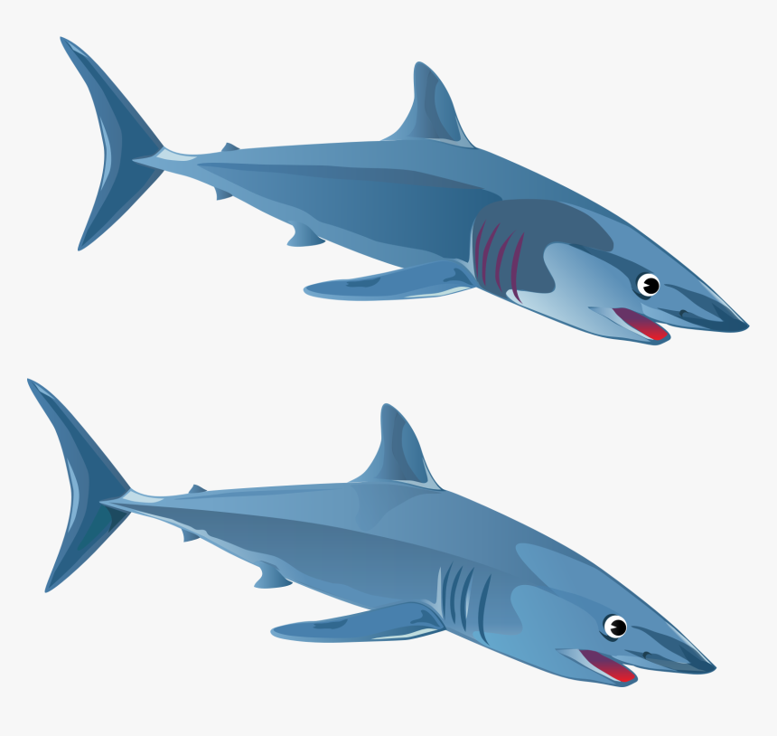Blue Shark Clip Arts - Two Shark Picture Cartoon, HD Png Download, Free Download