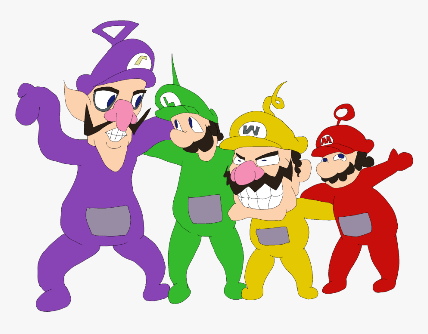 Mario Wario Luigi Waluigi As Teletubbies , Png Download - Luigi Waluigi, Transparent Png, Free Download