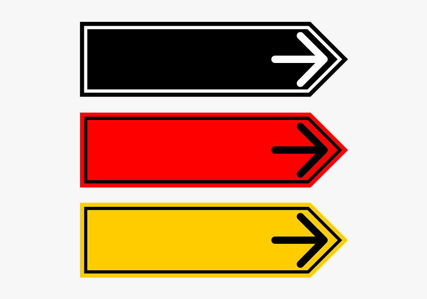 Direction, Plate, Arrow, Black, Red, Yellow, Flag - Direction Plate, HD Png Download, Free Download
