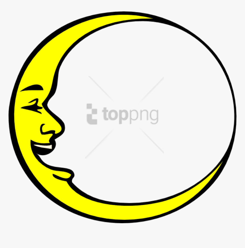 Free Png Smiling Crescent Moon Png Image With Transparent - Moon Black And White Png, Png Download, Free Download