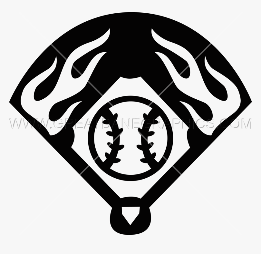 Flaming Baseball Field - Fire Baseball Drawings, HD Png Download, Free Download