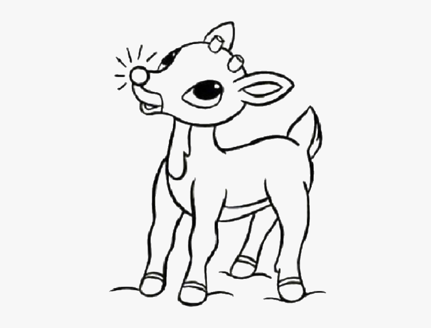 Cute Rudolph Reindeer Santa Christmas Coloring For - Christmas Coloring Page Rudolph, HD Png Download, Free Download