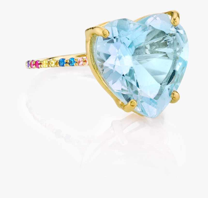 Blue Topaz And Rainbow Heart Ring - Diamond, HD Png Download, Free Download