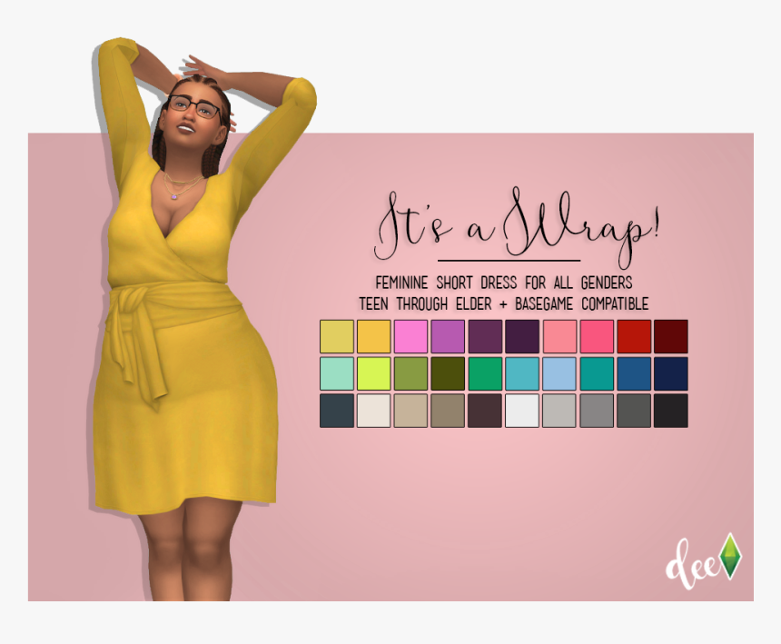 A Simple Sophisticated Wrap Dress With A Keyhole Back - Sims 4 Wrap Dress, HD Png Download, Free Download