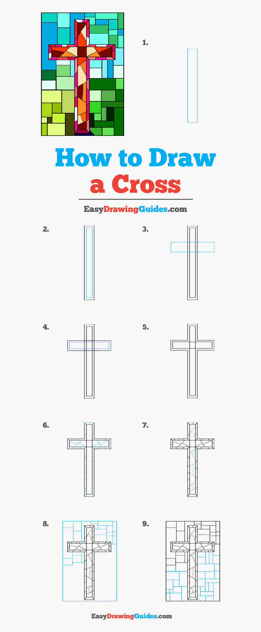 How To Draw Cross - Draw A Cross Step By Step, HD Png Download, Free Download