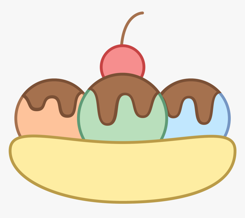 Banana Split Icon - Banana Sundae Ice Cream Drawing, HD Png Download, Free Download