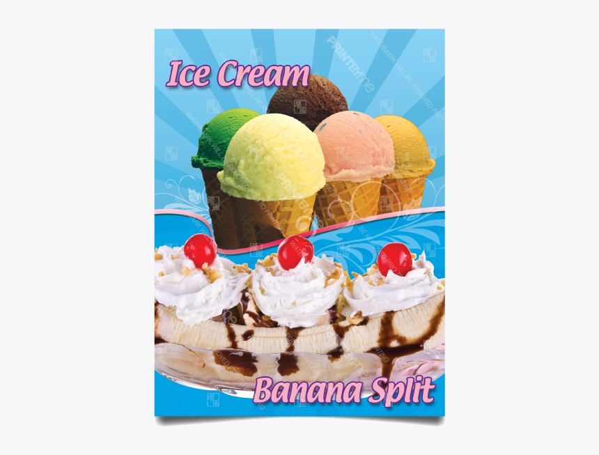 Dn-006 Ice Cream And Banana Split Poster - Banana Split White Background, HD Png Download, Free Download