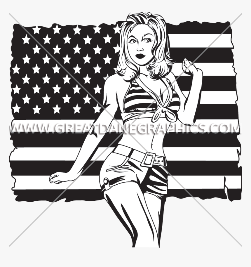 American Pinup Girl Production Ready Artwork For - Stars And Stripes Flag, HD Png Download, Free Download