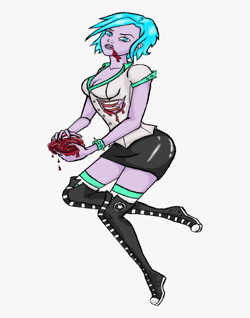Purple-skin Zombie Pin Up Girl With Blue Hair Tattoo - Pin Up Tattoo Png Transparent, Png Download, Free Download