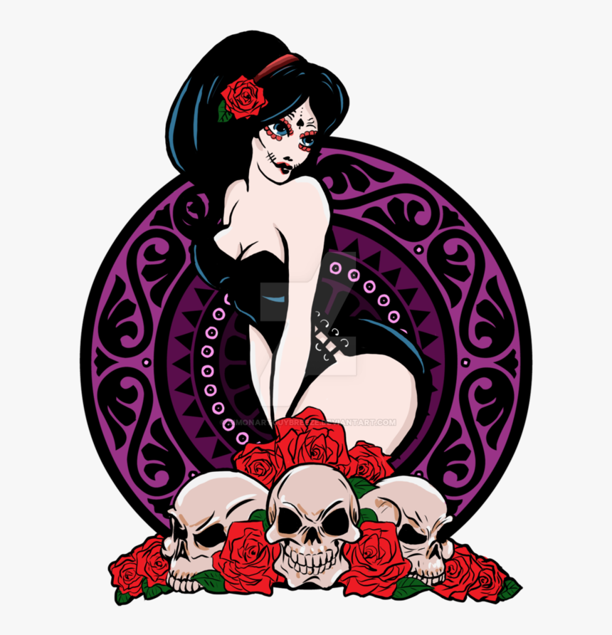 Day Of The Dead Pin Up Girl By Simonartguybreeze - Fairy Tail Natsu Black And White, HD Png Download, Free Download