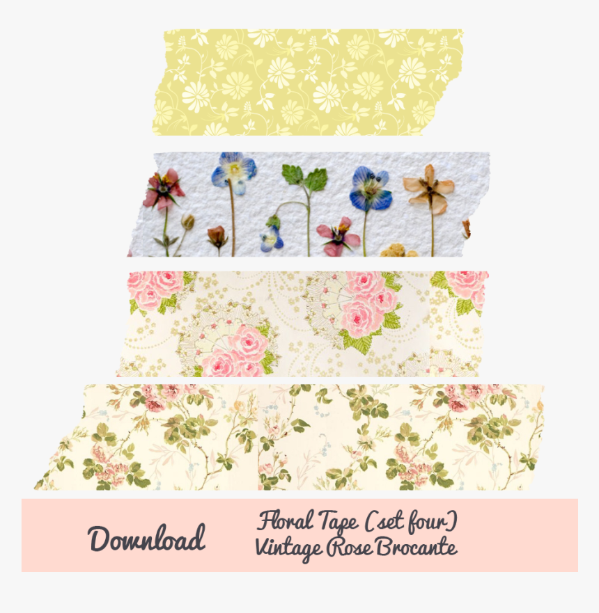 Floral Washi Tape Transparent, HD Png Download, Free Download