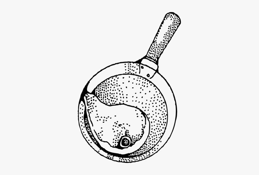 Pork Chop In Frying Pan Vector Drawing - Ham In The Pan Black And White, HD Png Download, Free Download