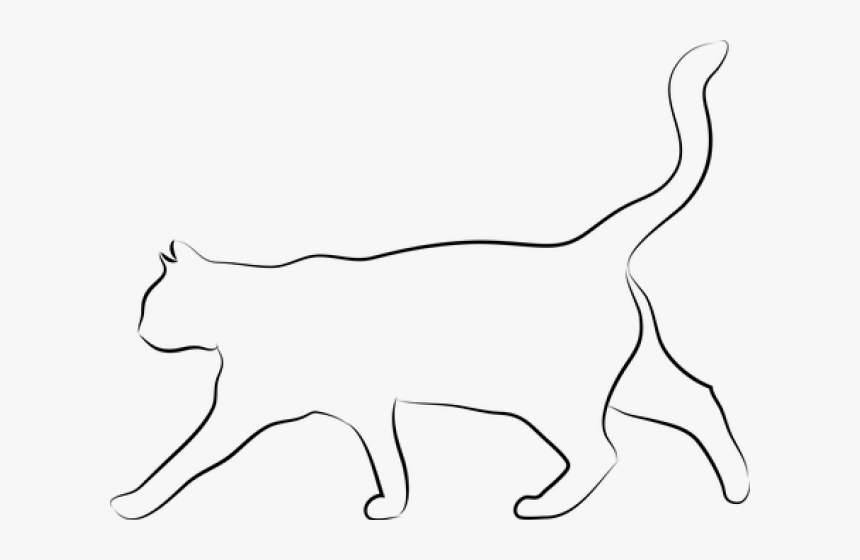 Cat Silhouette Outline - Silueta De Gato En Blanco, HD Png Download, Free Download