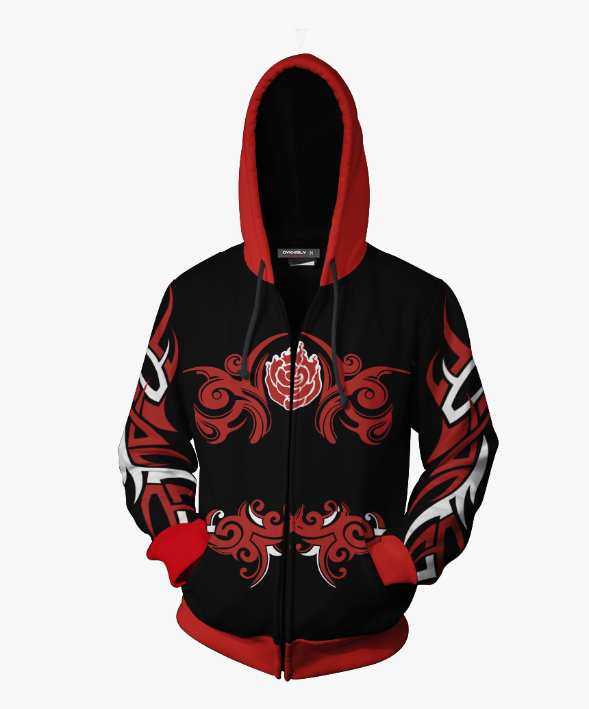 Rwby Ruby Rose Symbol Zip Up Hoodie - Black Camouflage Men Hoodie, HD Png Download, Free Download