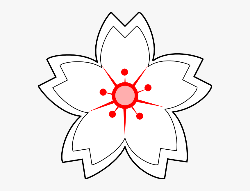 Flower Drawing Svg Clip Arts - Sakura Flower Coloring Pages, HD Png Download, Free Download