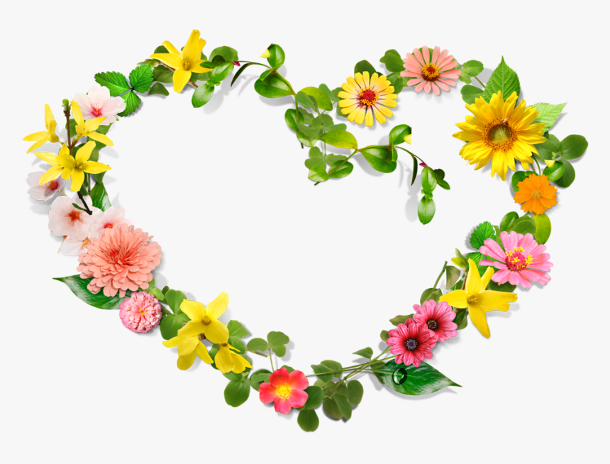 Flower Heart Wreath Clip Art - Flower Heart Border Png, Transparent Png, Free Download