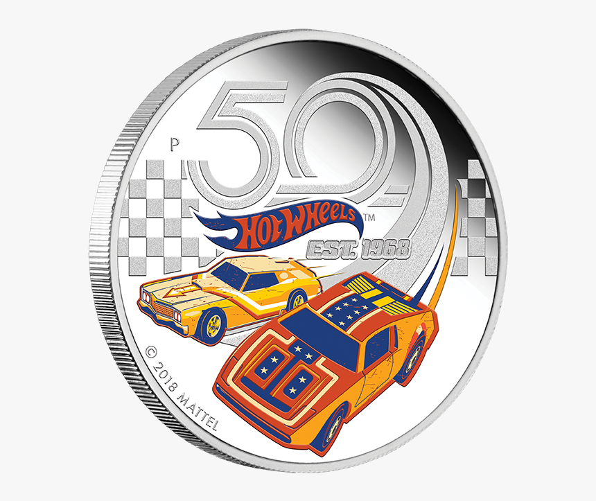 50 Years Of Hot Wheels 2018 Silver Proof Coin - Hot Wheel 50th Anniversary, HD Png Download, Free Download